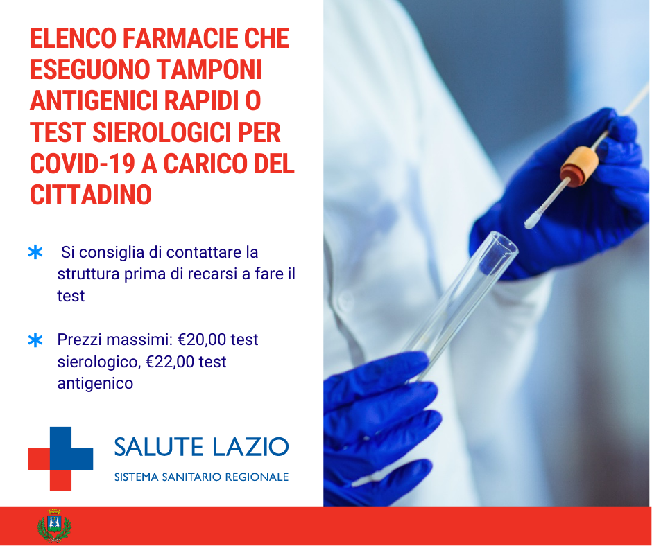 Farmacie per test antigenico e sierologico