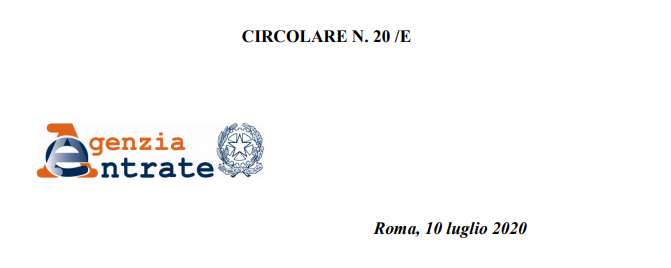 Agenzia delle Entrate_Circolare n.20/E del 10/07/2020