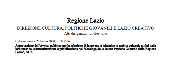 Regione Lazio_Catalogo delle Buone Pratiche Culturali della Regione Lazio