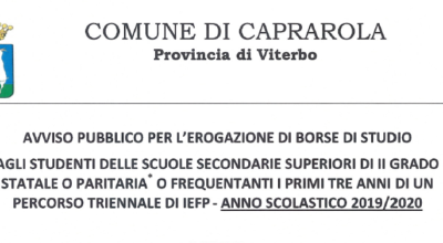 PROROGA AVVISO PUBBLICO PER L’EROGAZIONE DI BORSE DI STUDIO 2019/2020