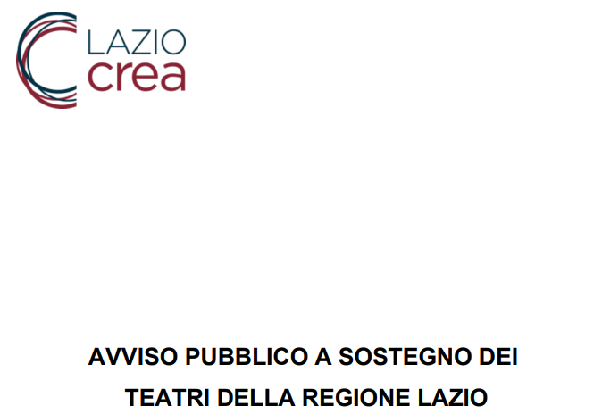 AVVISO PUBBLICO A SOSTEGNO DEI TEATRI DELLA REGIONE LAZIO