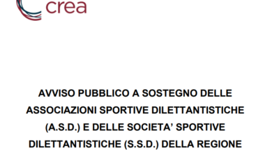 Regione Lazio_AVVISO PUBBLICO A SOSTEGNO DELLE ASSOCIAZIONI SPORTIVE DILETTANTISTICHE (A.S.D.) E DELLE SOCIETA’ SPORTIVE DILETTANTISTICHE (S.S.D.) DELLA REGIONE LAZIO