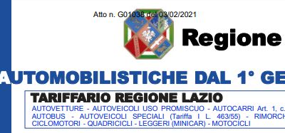 Regione Lazio tariffario tasse automobilistiche