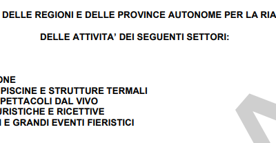 Conferenza delle Regioni – Linee guida riaperture