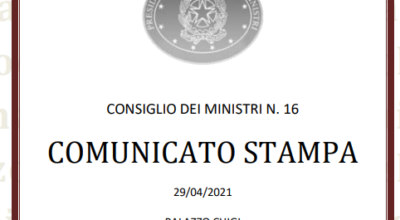 Consiglio dei Ministri 29/04/2021