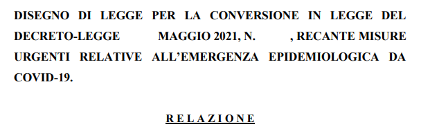 Decreto Legge – 18/05/2021