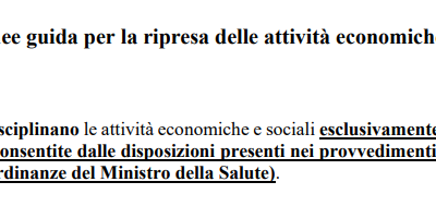 Conferenza delle Regioni – Linee guida per la ripresa delle attività economiche e sociali