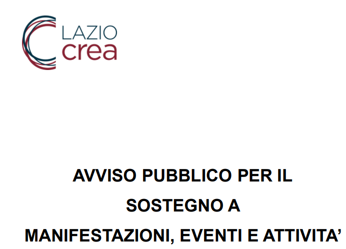 AVVISO PUBBLICO PER IL SOSTEGNO A MANIFESTAZIONI, EVENTI E ATTIVITA’ ORDINARIA DEGLI OPERATORI SPORTIVI DEL LAZIO