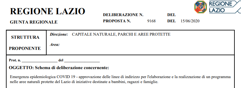 Regione Lazio_Deliberazione 15/06/2020