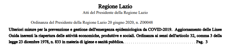 Regione Lazio_Ordinanza Z00048 del 20/06/2020