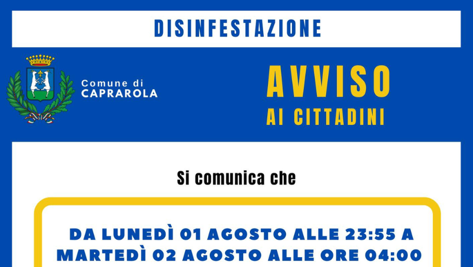 Avviso disinfestazione