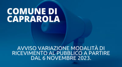 Caprarola, variazione modalità di ricevimento al pubblico