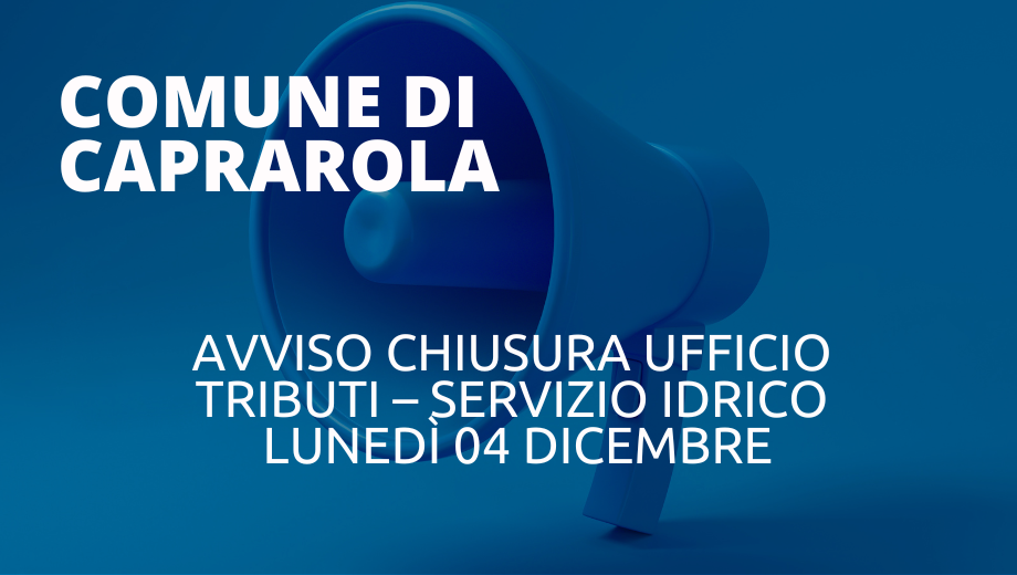 Lunedì 4 dicembre, ufficio tributi chiuso